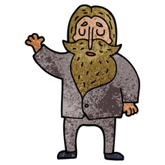 cartoon doodle old man waving