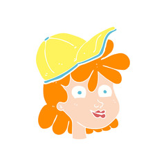 flat color illustration of a cartoon woman wearing cap
