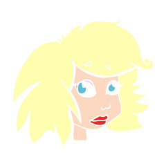 flat color illustration of a cartoon female face