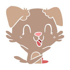 laughing flat color style cartoon dog