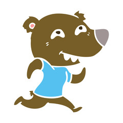 flat color style cartoon bear running