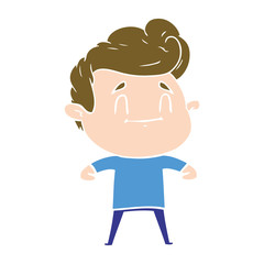 happy flat color style cartoon man