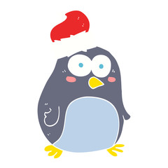 flat color illustration of a cartoon penguin