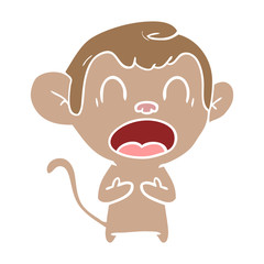 shouting flat color style cartoon monkey