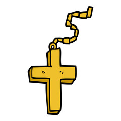 cartoon doodle gold crucifix
