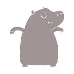 flat color style cartoon hippo