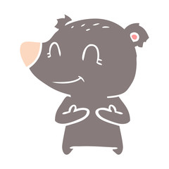friendly bear flat color style cartoon