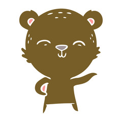 happy flat color style cartoon bear