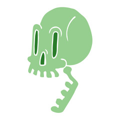 cartoon doodle green skull