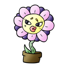 cartoon doodle flower pot
