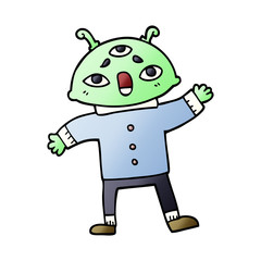 cartoon doodle alien space man