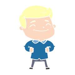 happy flat color style cartoon man
