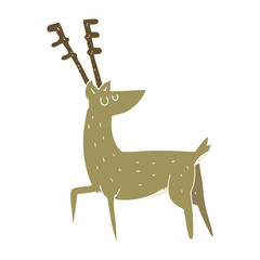 flat color illustration of a cartoon stag