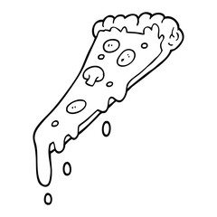 line drawing cartoon pizza slice