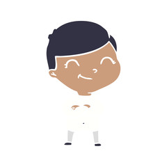 flat color style cartoon boy smiling