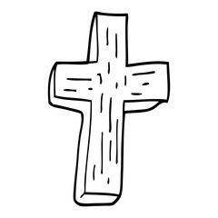 line drawing cartoon wooden cross