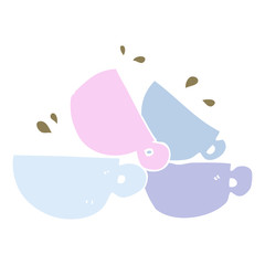 flat color illustration of a cartoon coffee cups