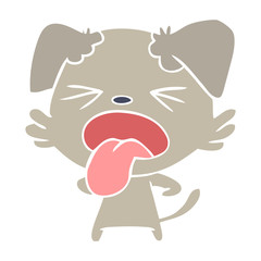 flat color style cartoon disgusted dog
