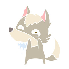 flat color style cartoon hungry wolf