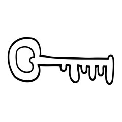 line drawing cartoon gold key