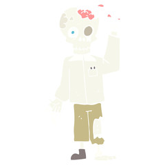 flat color illustration of a cartoon zombie