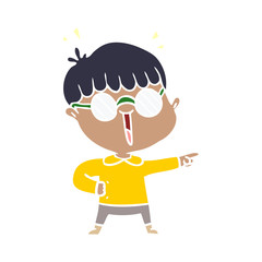 flat color style cartoon boy wearing spectacles