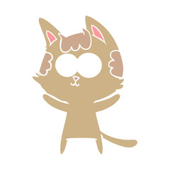 happy flat color style cartoon cat