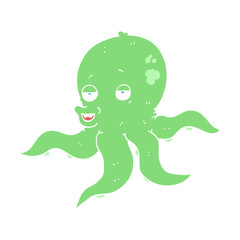 flat color illustration of a cartoon octopus