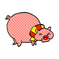 cartoon doodle fat pig