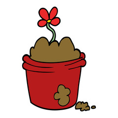 cartoon doodle flower pot