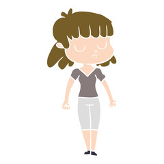 flat color style cartoon indifferent woman