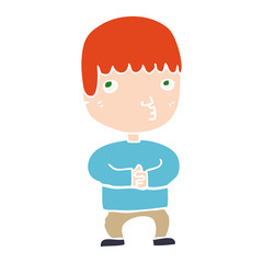 flat color style cartoon man thinking