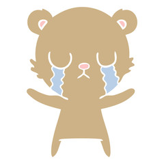 crying flat color style cartoon bear