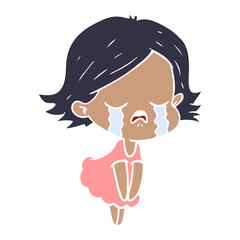 flat color style cartoon girl crying