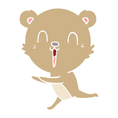 happy flat color style cartoon bear