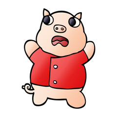 cartoon doodle funny pig