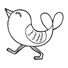 line drawing cartoon red bird