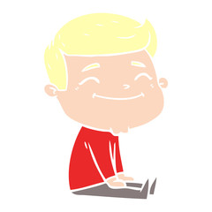 happy flat color style cartoon man