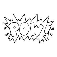 Obraz premium line drawing cartoon word pow