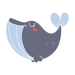 flat color style cartoon whale