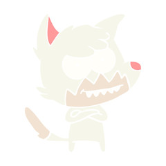 flat color style cartoon grinning fox