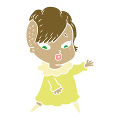flat color style cartoon surprised girl