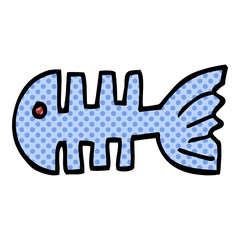 cartoon doodle fish bones