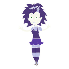 flat color illustration of a cartoon vampire girl