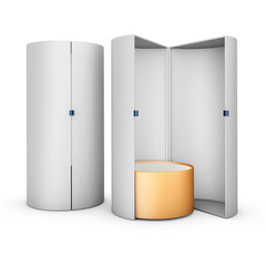 3d Illustration of Blank vertical paper box on white background