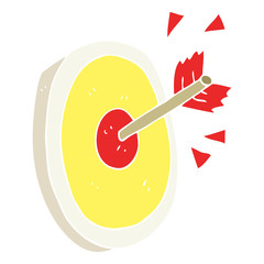 flat color illustration of a cartoon arrow hitting target