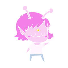 flat color style cartoon alien girl