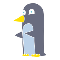 flat color illustration of a cartoon penguin