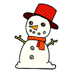 cartoon doodle snowman