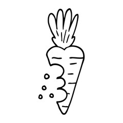 line drawing cartoon carrot with bite marks